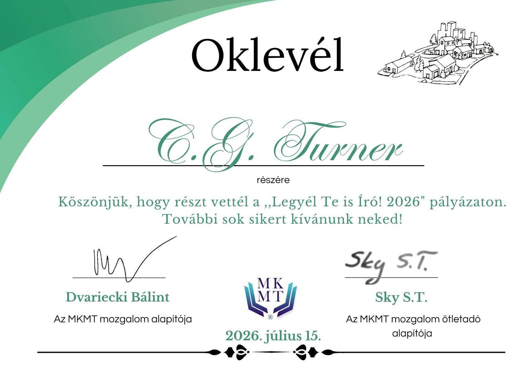 Oklevél — MKMT Antológia 2026